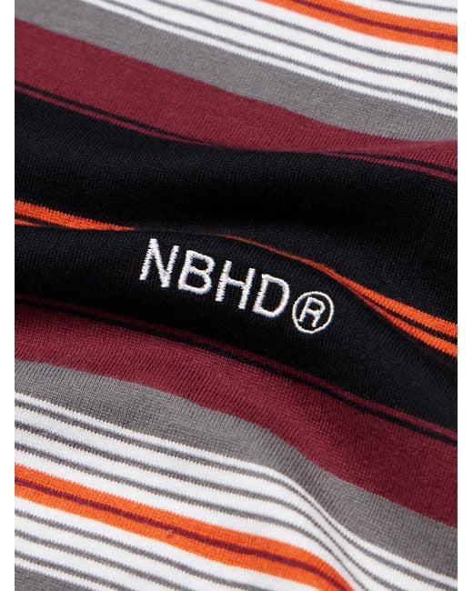 Neighborhood Logo-Embroidered Striped Cotton-Jersey T-Shirt for men