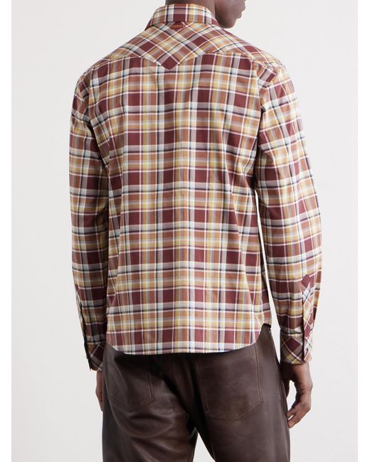 Versace Brown Checked Cotton Shirt for men