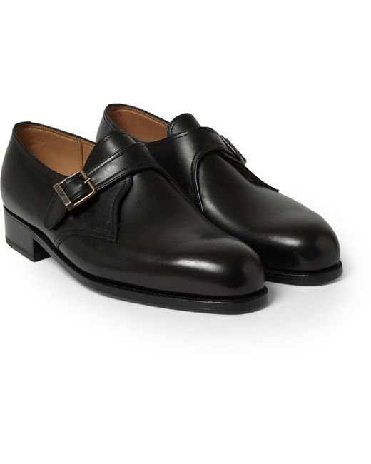 J.M. Weston Black 531 Leather Monk Strap Shoes for men