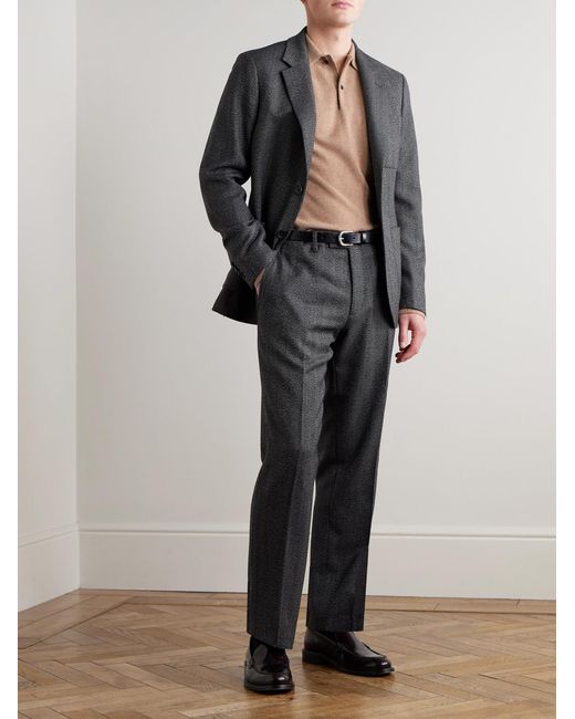 Mr P. Black Herringbone Virgin Wool Suit Jacket for men