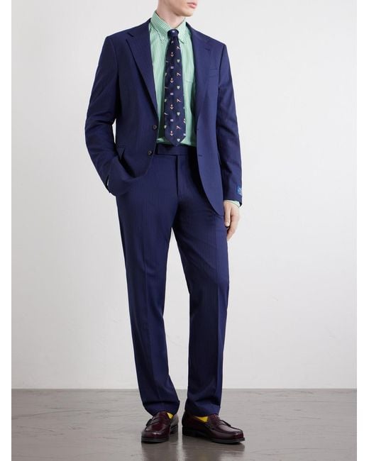 Polo Ralph Lauren Blue Straight-leg Pinstriped Wool-blend Suit Trousers for men