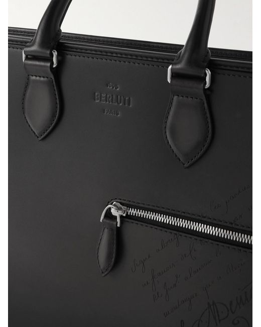 Berluti Black 1 Jour Neo Scritto Venezia Leather Briefcase for men