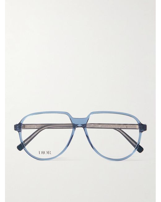 Dior Blue Indior O A1I Aviator-Style Acetate And-Tone Optical Glasses for men