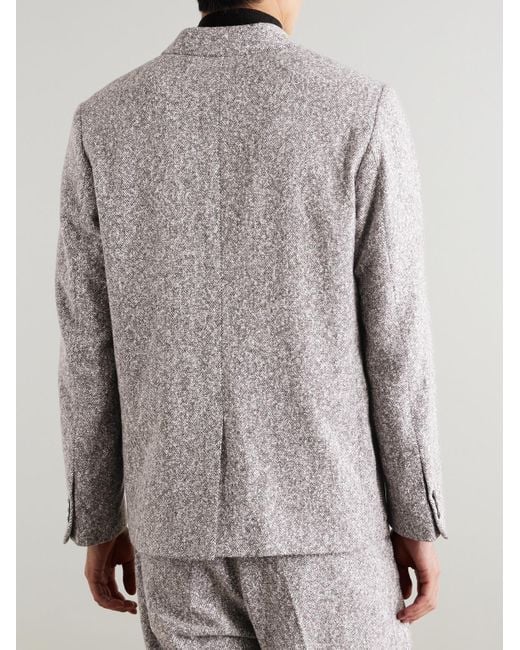 NN07 Gray Jordin 1087 Double-Breasted Recycled-Herringbone Suit Jacket for men