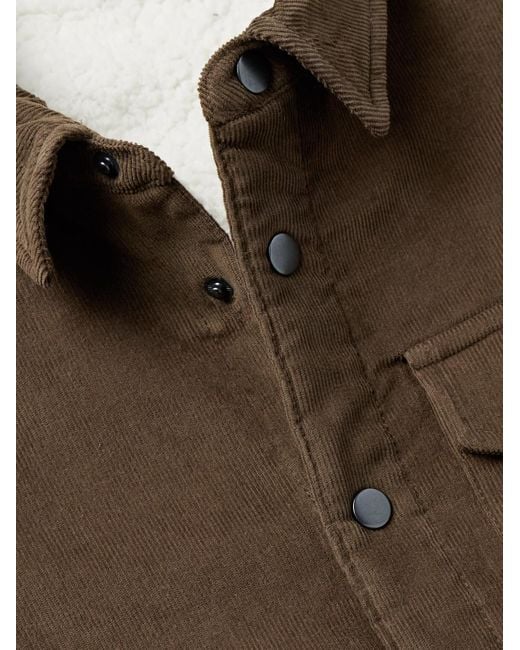 James Perse Brown Fleece-lined Cotton-blend Corduroy Shirt Jacket for men