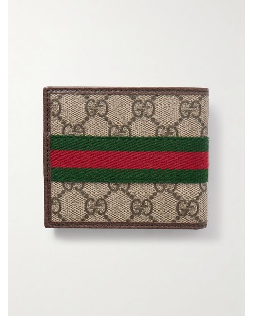 Gucci Metallic Ophidia Leather-Trimmed Canvas Bi-Fold Wallet for men