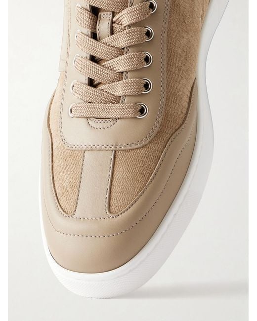 Christian Louboutin Natural Retero Leather-Trimmed Suede Sneakers for men