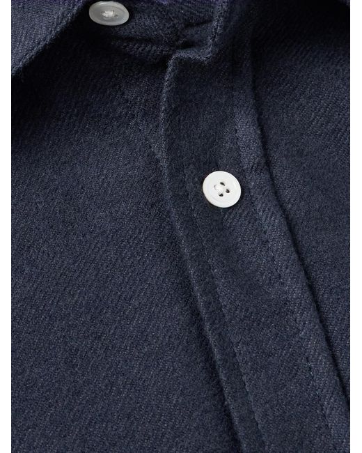 Portuguese Flannel Blue Teca Brushed Cotton-twill Shirt for men