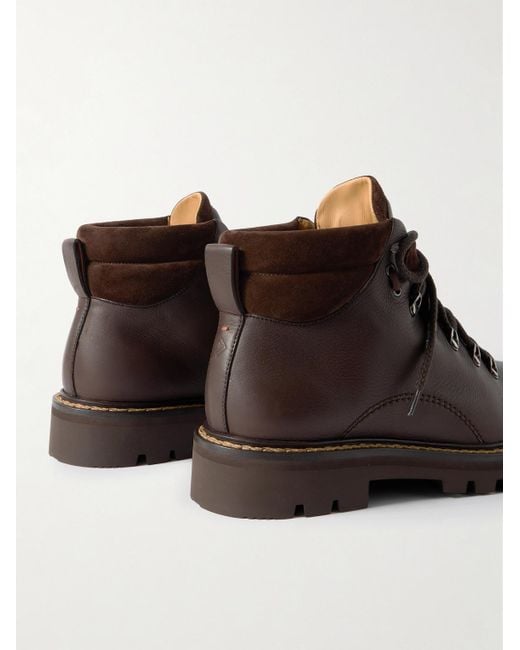 Loro Piana Beinn Walk Schnürstiefel aus Leder und wattiertem Veloursleder mit Shearling-Futter in Brown für Herren