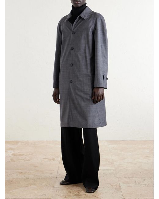 Burberry Gray Prince Of Wales Checked Virgin Wool Car Coat for men