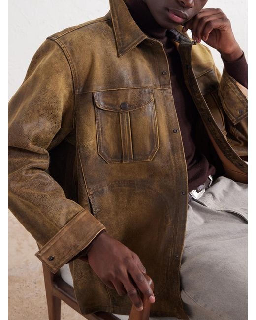 RRL Brown Distressed Leather Jacket for men