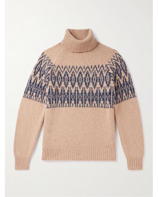 Kingsman Natural Fair Isle Jacquard-knit Wool Rollneck Sweater for men