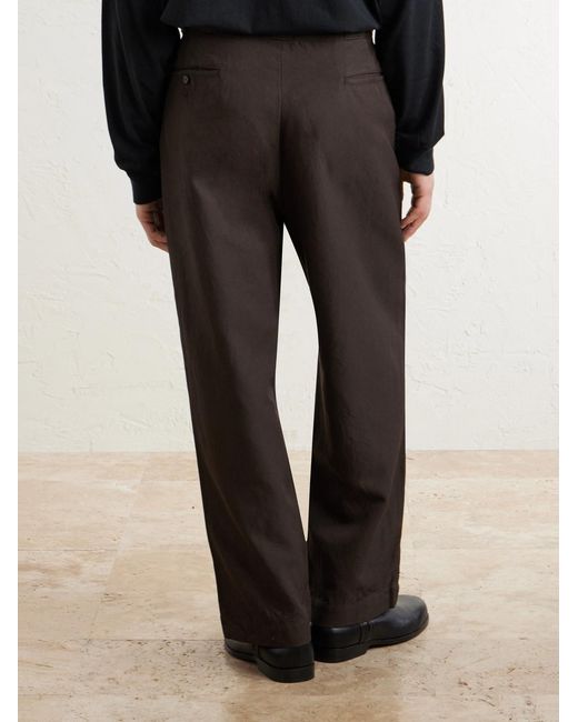A.PRESSE Brown Straight-Leg Cotton And Silk-Blend Trousers for men