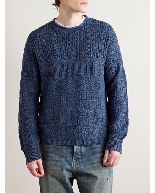 RRL Blue Cotton And Linen-Blend Sweater for men