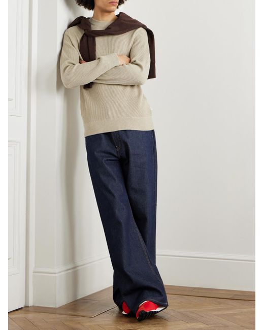 NN07 White Kevin 6600 Ribbed Organic Cotton Sweater for men