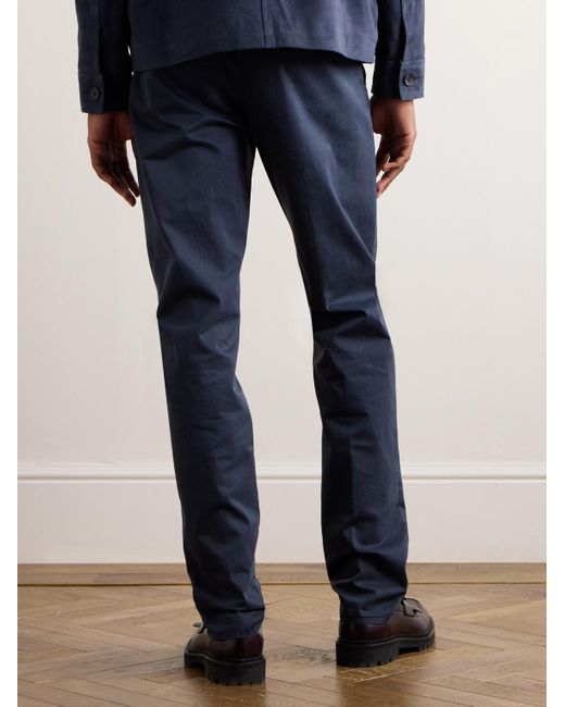 Incotex Blue Slim-fit Stretch-cotton Gabardine Trousers for men