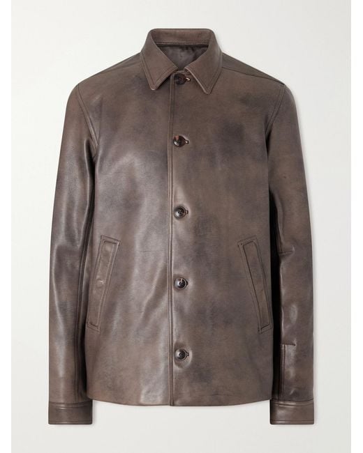 Rick Owens Brown Brad Leather Jacket for men