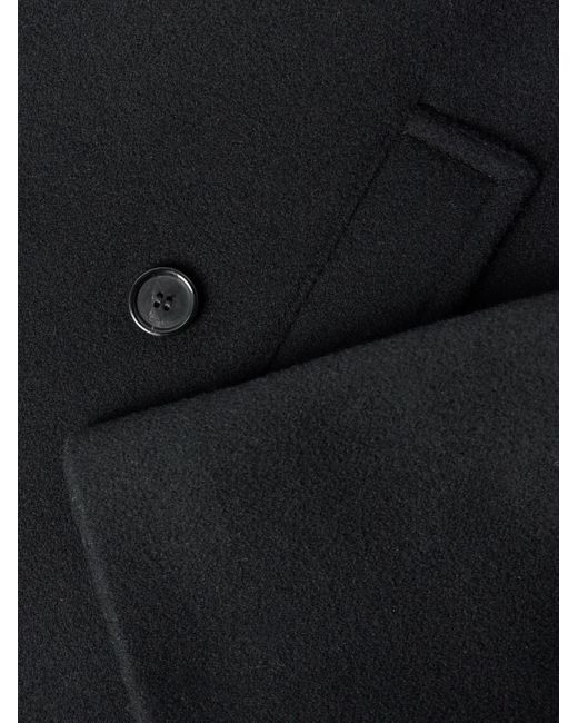 Loewe Black Double-Breasted Shawl-Collar Wool Peacoat for men
