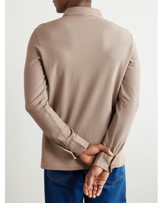 Loro Piana Oberteil aus Baumwoll-Piqué mit Polokragen in Natural für Herren