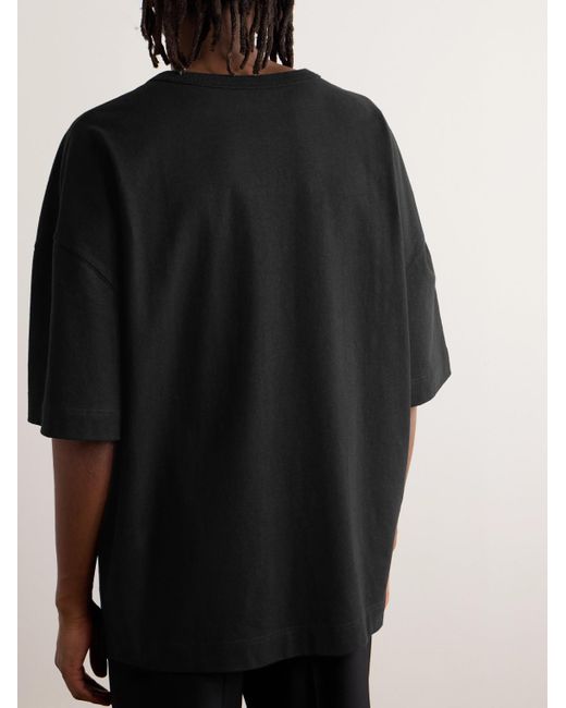 Lemaire Black Oversized Cotton And Linen-blend Jersey T-shirt for men
