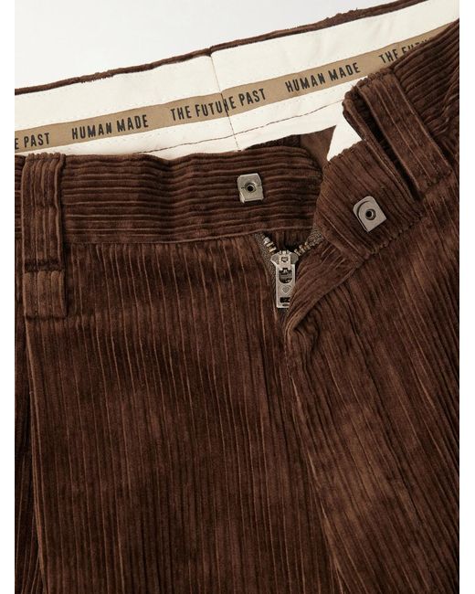Human Made Brown Wide-leg Pleated Cotton-corduroy Trousers for men