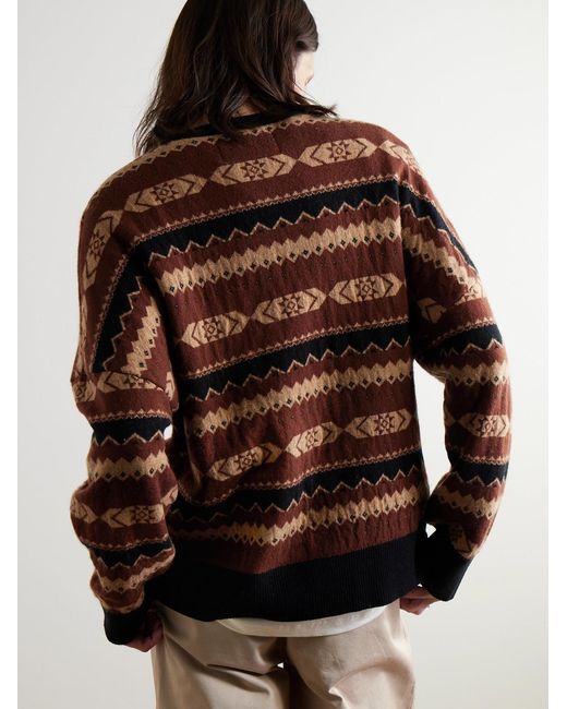 MANAAKI Brown Rongo Jacquard-Knit Merino Wool And Cashmere-Blend Sweater for men