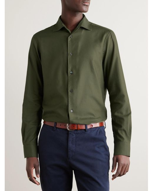 Paul Smith Schmal geschnittenes Hemd aus Baumwoll-Twill in Green für Herren