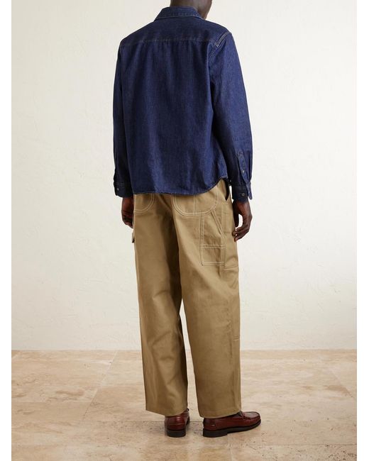 AMI Natural Straight-Leg Cotton-Canvas Trousers for men