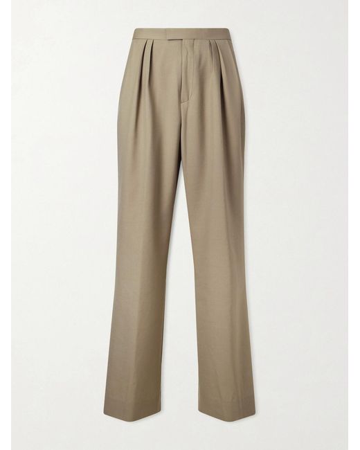 Dries Van Noten Natural Straight-Leg Wool And Mohair-Blend Twill Trousers for men