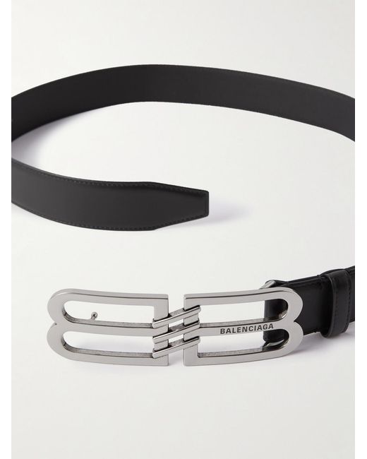 Balenciaga Black 4Cm Logo-Embellished Leather Belt for men