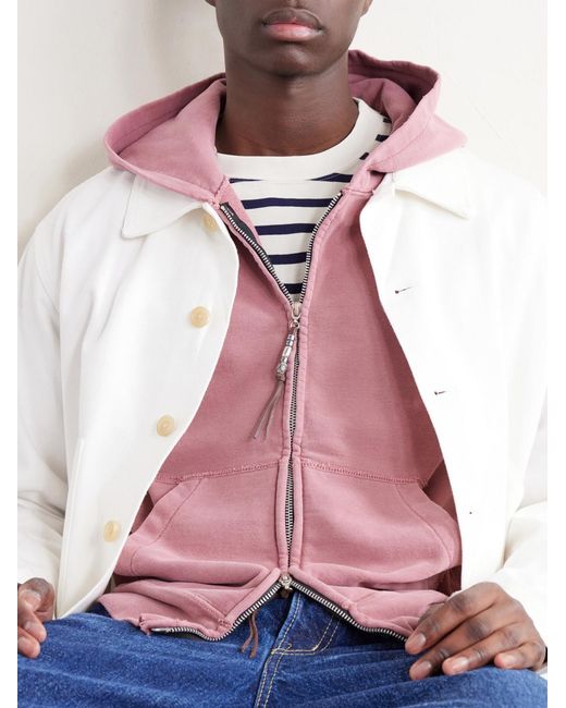Remi Relief Pink Cotton-jersey Zip-up Hoodie for men