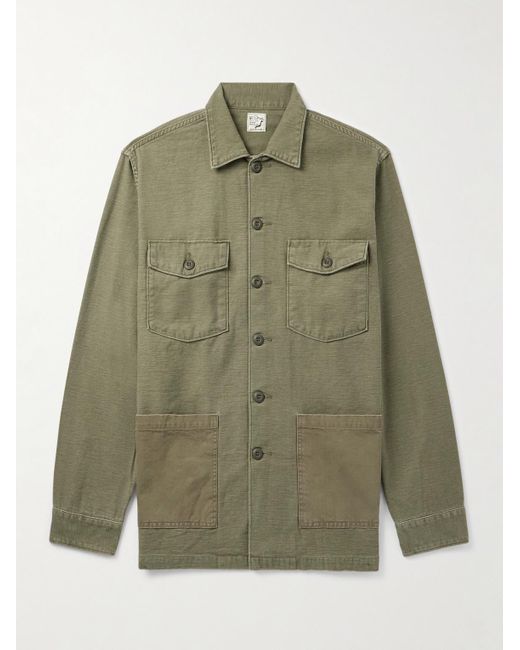 Orslow Green Cotton Overshirt for men