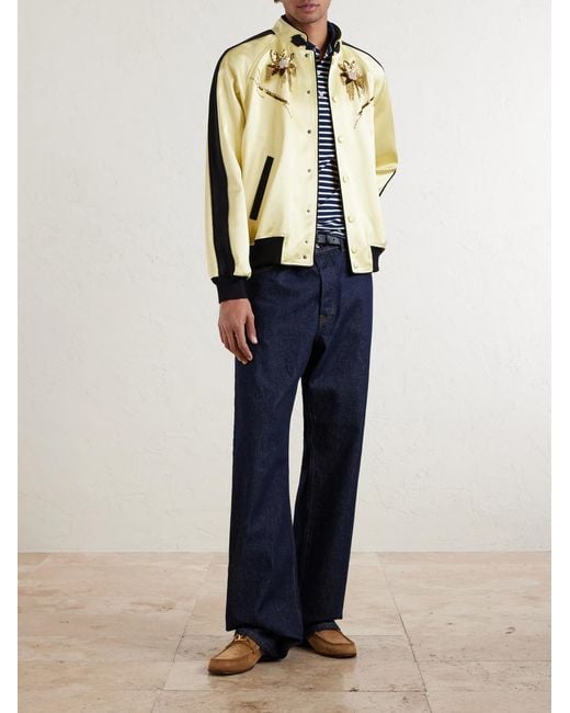 Valentino Garavani Natural Embellished Satin Bomber Jacket for men