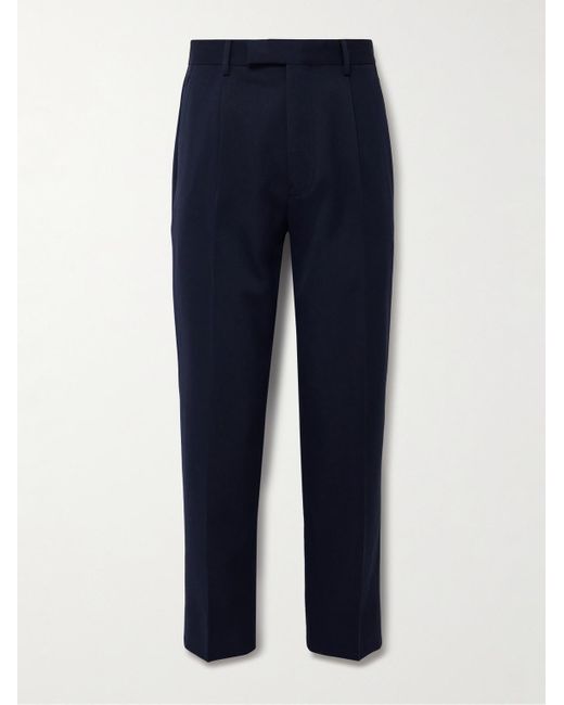 Pantaloni slim-fit in twill di misto cotone e lana con pinces di Zegna in Blue da Uomo