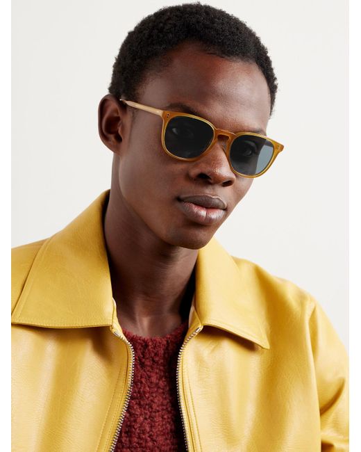 Oliver Peoples Blue Finley Esq. D-frame Acetate Sunglasses for men