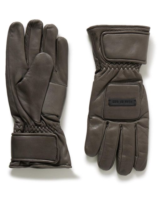 Fear Of God Black Logo-appliquéd Padded Leather Gloves for men