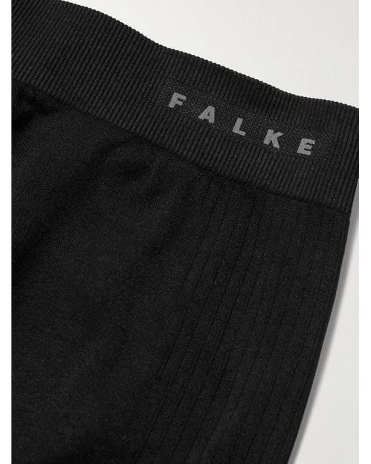 Falke Black Recycled Ribbed-Knit Ski Tights for men