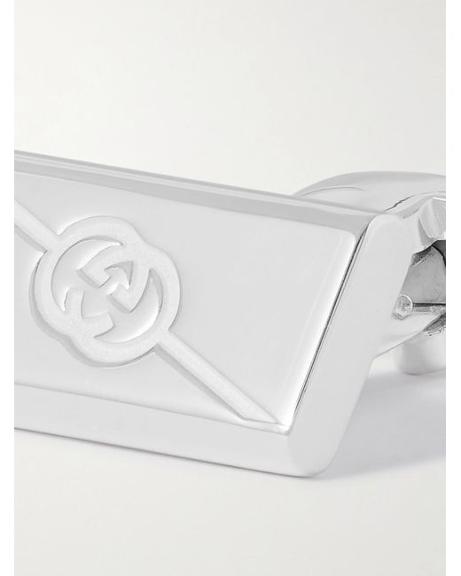 Gucci Natural Logo-engraved Sterling Silver Cufflinks for men