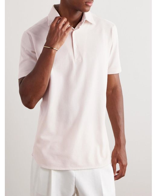 Loro Piana Natural Cotton-Piqué Polo Shirt for men