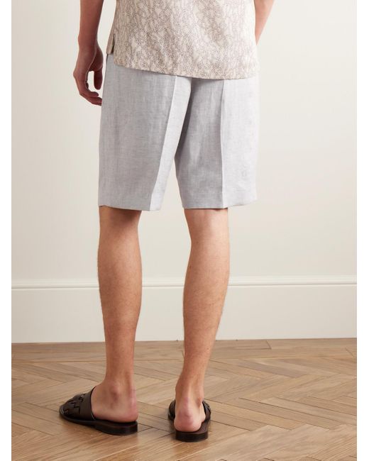 Agnona Gray Straight-leg Linen-twill Bermuda Shorts for men