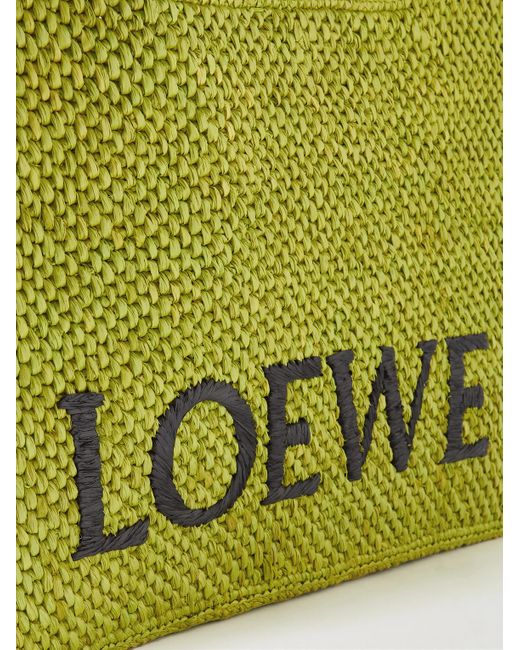 Paula's Ibiza Tote bag media in rafia con logo ricamato Font di Loewe in Green da Uomo