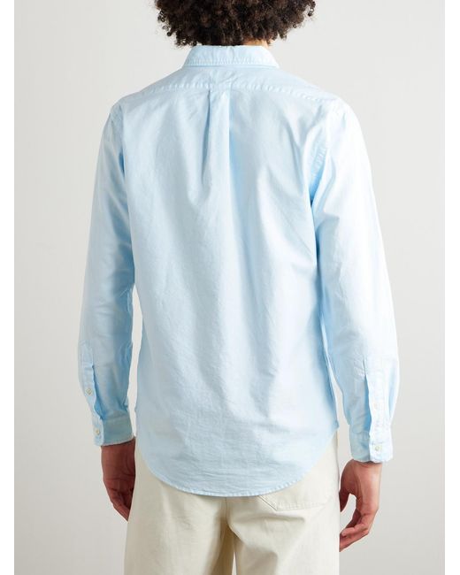 Polo Ralph Lauren Blue Button-down Collar Logo-embroidered Cotton Oxford Shirt for men