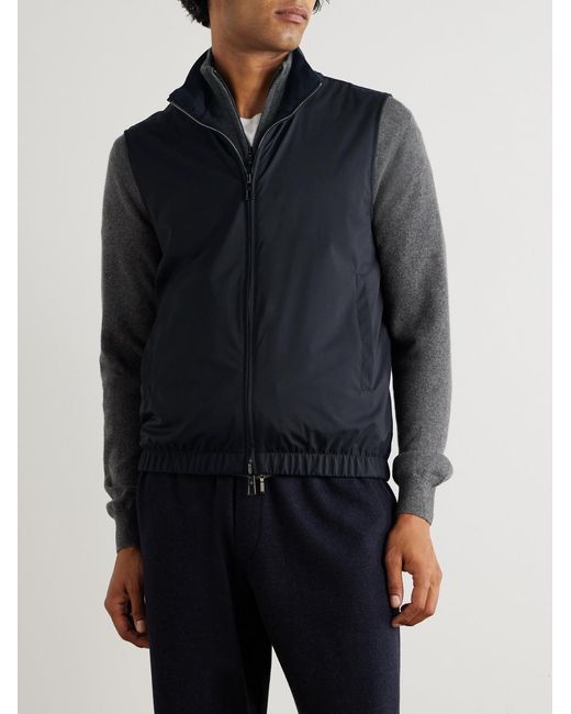 Loro Piana Blue Slim-fit Reversible Storm System® Windwishtm Twill And Wool Gilet for men