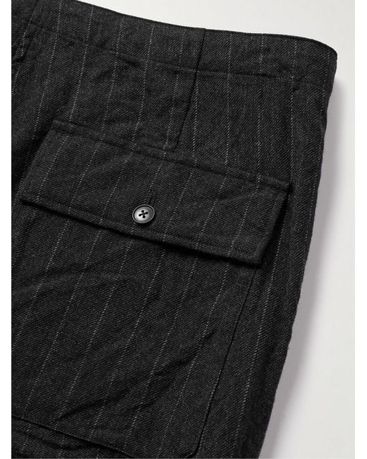 Kaptain Sunshine Black Take Easy Baker Straight-Leg Pinstriped Wool-Twill Drawstring Suit Trousers for men