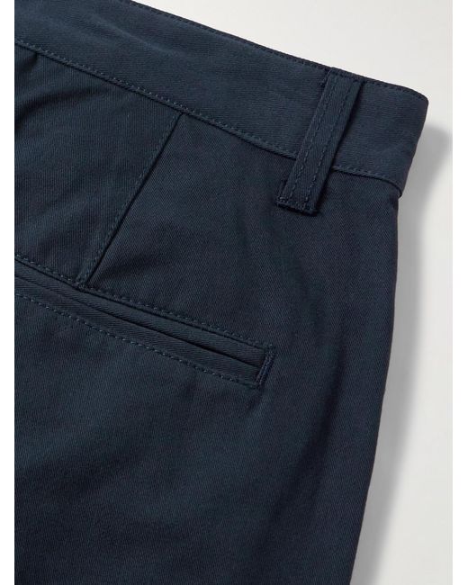 FRIZMWORKS Blue Haworth Tapered Cropped Pleated Cotton-Twill Trousers for men
