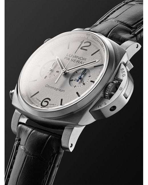 Panerai Black Luminor Chrono Automatic Flyback Chronograph 44Mm Stainless Steel And Alligator Watch, Ref. No. Pam1218 for men