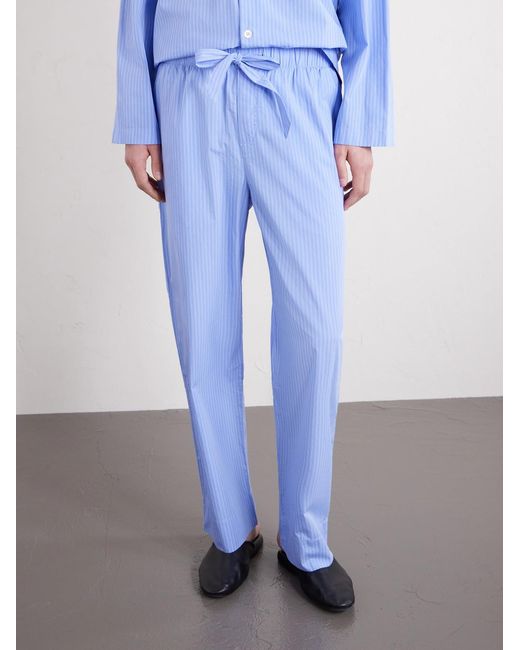 Tekla Blue Striped Organic Cotton-poplin Pyjamas for men