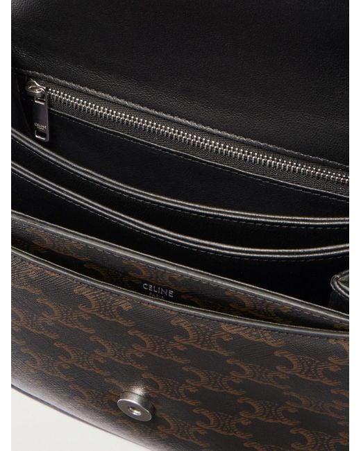 Céline Besace Triomphe mittelgroße Umhängetasche aus beschichtetem Canvas mit Logoprint und Lederbesatz in Black für Herren