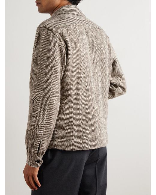 De Petrillo Gray Herringbone Wool-blend Jacket for men