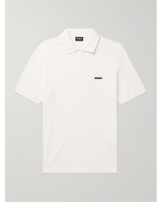 Zegna Natural Slim-Fit Cotton-Piqué Polo Shirt for men